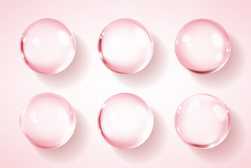 Hyaluronic acid  bubbles. Collagen clear drops. Cosmetic serum. Skincare product. Vector illustration
