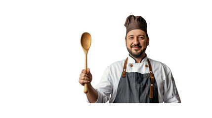 A man in a chefs outfit showcasing his culinary_Transparent background PNG