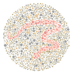 color blindness test in the form of a snake image. brown snake image for color blindness test