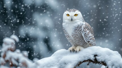 Fototapeta premium Snowy Owl in Winter Wonderland
