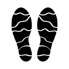 Illustration showing a black shoe sole icon on a white background