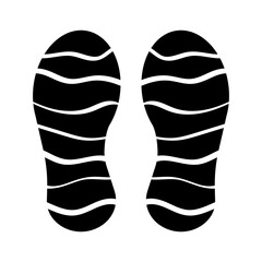 Illustration showing a black shoe sole icon on a white background