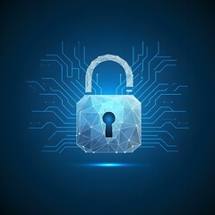 Cybersecurity abstract padlock