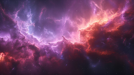 Fototapeta premium A vibrant nebula in space, showcasing a spectrum of colors swirling amidst the dark cosmic backdrop. 