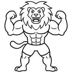 A ferocious lion athlete posing art vector illustration