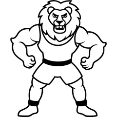 A ferocious lion athlete posing art vector illustration