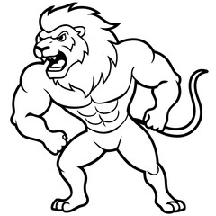 A ferocious lion athlete posing art vector illustration