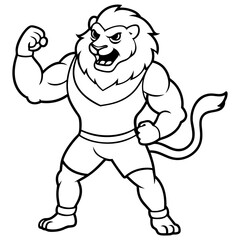 A ferocious lion athlete posing art vector illustration