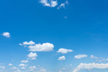 Bright blue sky with fluffy white clouds