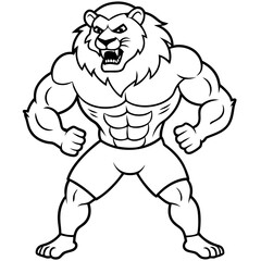 A ferocious lion athlete posing art vector illustration