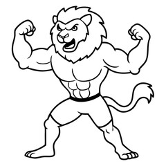 A ferocious lion athlete posing art vector illustration