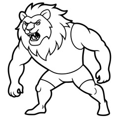 A ferocious lion athlete posing art vector illustration