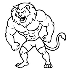 A ferocious lion athlete posing art vector illustration