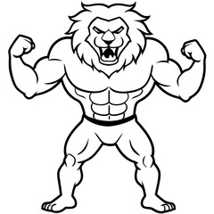 A ferocious lion athlete posing art vector illustration