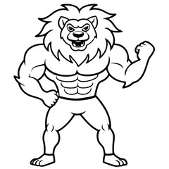 A ferocious lion athlete posing art vector illustration