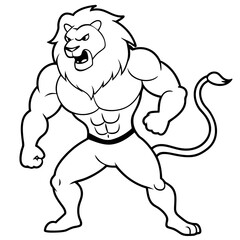 A ferocious lion athlete posing art vector illustration