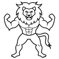 A ferocious lion athlete posing art vector illustration