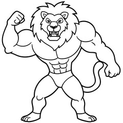A ferocious lion athlete posing art vector illustration