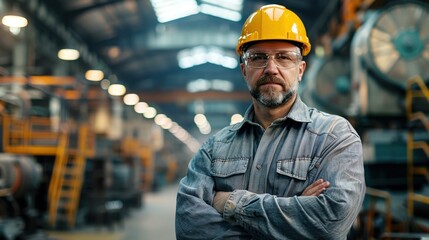 Confident Industrial Worker in Factory Setting