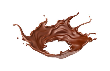 Realistic liquid chocolate splash. Splash melted chocolate. Brown choco. Vector illustration