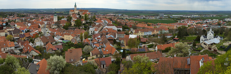 View of the town from Kozi Hradek in Mikulov, Moravia, Czech republic, Europe
