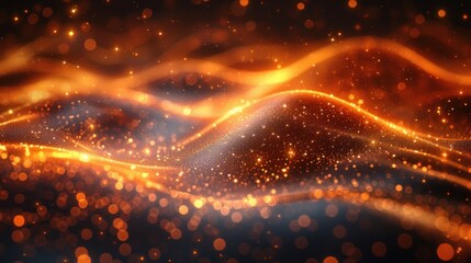 Naklejka premium Golden Sparkle Waves Abstract Background