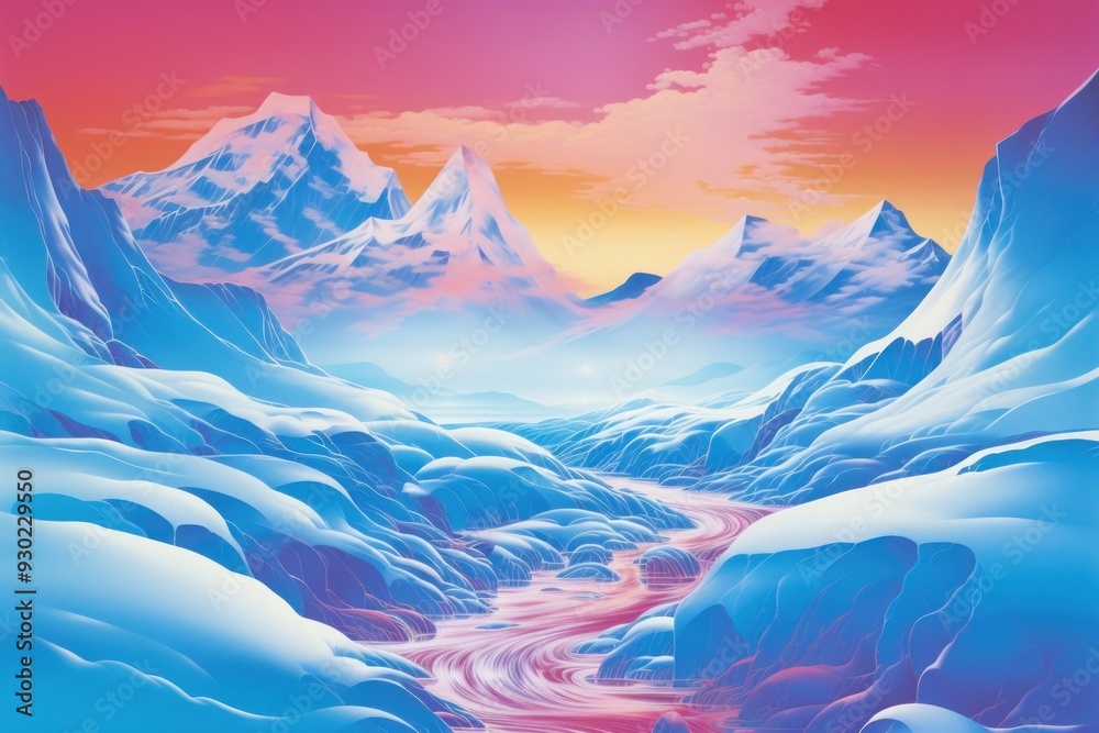 Canvas Prints the movement of the ice stream on the glacier landscape backgrounds mountain.