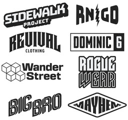 Fototapeta premium 8 Minimalist Streetwear Logo - Aesthetic Retro Sticker Set Vintage Y2K Style Graphic