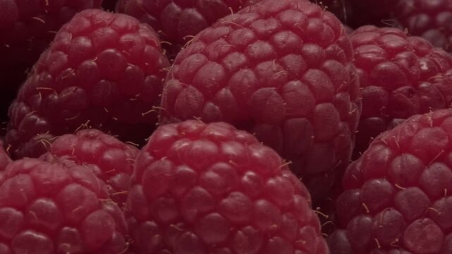 Close-up of ripe raspberries. Fresh and juicy raspberry.