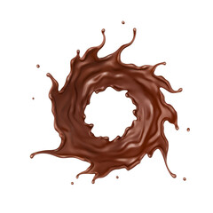 Realistic liquid chocolate splash. Splash melted chocolate. Brown choco. Vector illustration