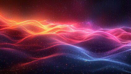 Fototapeta premium Abstract Cosmic Landscape with Glowing Waves