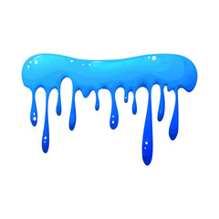 Colorful dripping slime in cartoon. Mucus splashes and liquid drop. Toxic splash, sticky slimy element. Vector illustration isolated on white background