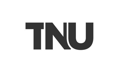 TNU logo design template with strong and modern bold text. Initial based vector logotype featuring simple and minimal typography. Trendy company identity.
