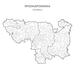 Administrative Map of the Lower Sava Statistical Region (Spodnjeposavska) with Municipalities (Občine) and Settlements (Naselja) as of 2024 - Slovenia - Vector Map