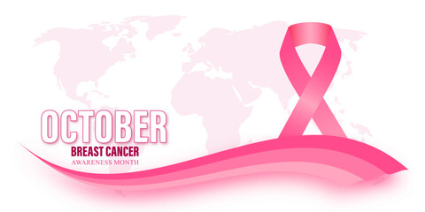 Fototapeta premium Vector illustration of Breast Cancer Awareness Month social media feed template