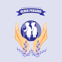 Fototapeta premium Vector illustration of International Day for Older Persons social media feed template