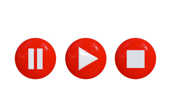 Play, pause and stop icon, media button icons.