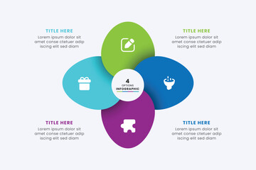Business Circle chart infographic template design. Timeline concept with 4 steps. Can be used for presentations, workflow layout, diagram, banner, web design, Vector illustration.
