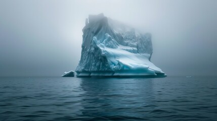 Icebergs drift silently in polar seas, majestic sculptures of frozen water in the Arctic expanse.