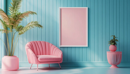  Colourful living room Retro Coastal Interior Design