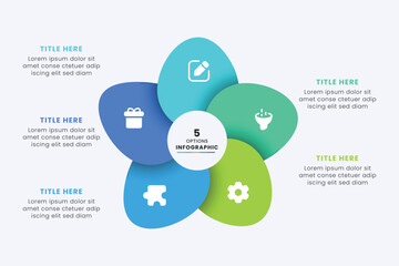 Business Circle chart infographic template design. Timeline concept with 5 steps. Can be used for presentations, workflow layout, diagram, banner, web design, Vector illustration.