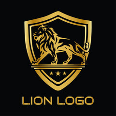 Lion Golden Shield Logo EPS Vector Design
