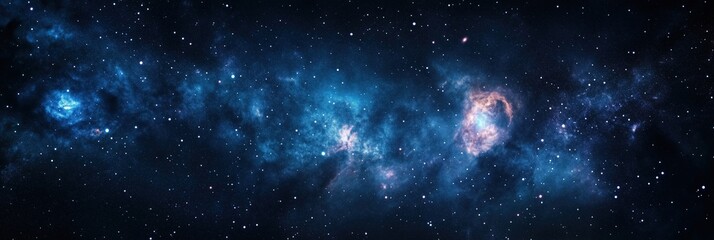 Fototapeta premium Banner with vibrant dark night sky with stars, nebula and galaxies. Square view. Cosmic universe with stunning galaxy and stars in space red background.