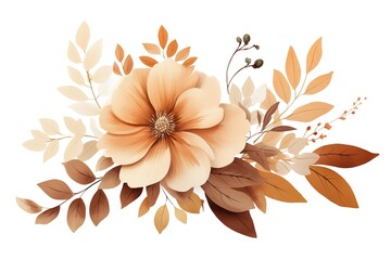 Watercolor arrangement with flowers and leaves isolated on a white background. Trendy delicate light blush of a rose. Perfect for greeting cards, wedding stationary, fashion and decorations.