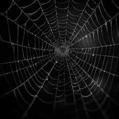 Fototapeta premium Dewy spiderweb closeup