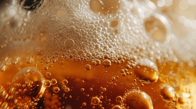 beer with foam close-up.