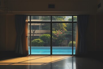 Fototapeta premium Window see swimming pool door room architecture.