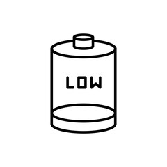 Low Battery outline icons, minimalist vector illustration ,simple transparent graphic element .Isolated on white background