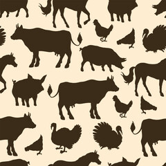 Livestock industry monochrome pattern seamless