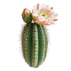 Naklejka premium Blooming Cactus Flower Isolated on Transparent Background, Ideal for Desert-Themed Decor and Botanical Illustrations